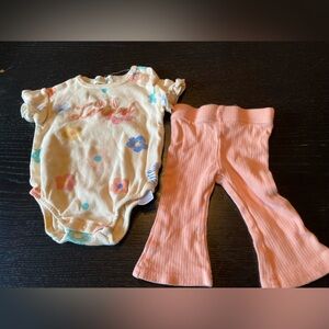 Floral Baby Set - Cream and Pink
